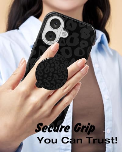 Coque rigide iPhone 16 imprimé guépard premium avec support magnétique