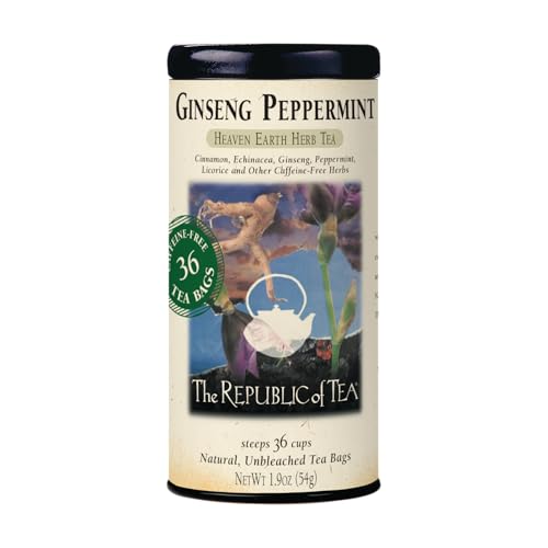 The Republic of Tea Ginseng Peppermint Herbal Tea, 36 Tea Bag Tin