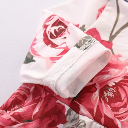 Image of CARETOO Girls Clothes Outfits, Cute Baby Girl Floral Long Sleeve Pant Set Flower Ruffle Top