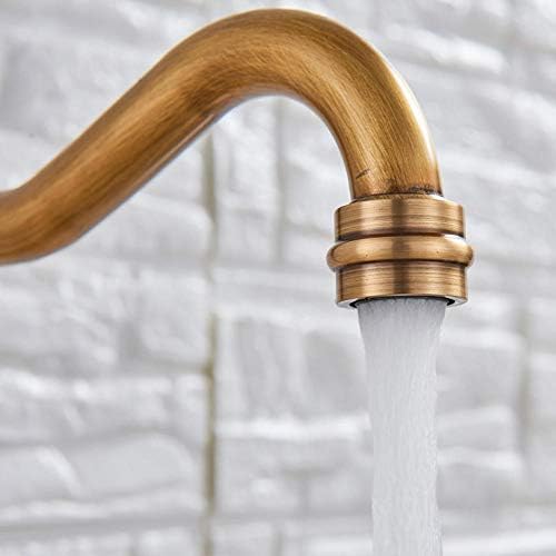 la Cubierta de Doble Manija de Latón Antiguo Instala el Grifo Del Fregadero de la Cocina de Manija Cerámica, la Boquilla Giratoria, el Agitador de la Cocina de Agua Fría Y Caliente, LVFXQRXO