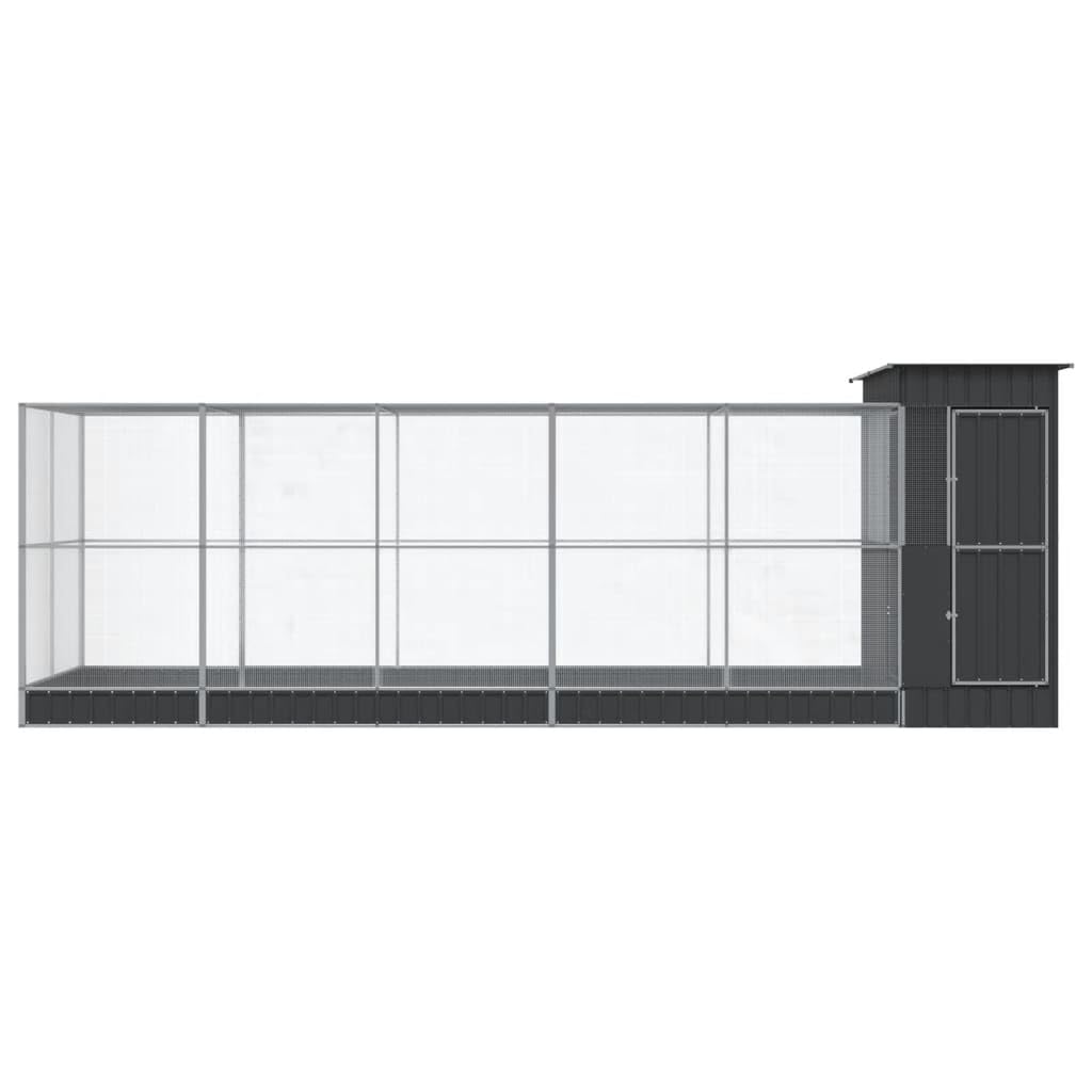 Generisch Voliere mit Erweiterung Silbern 623x203x216 cm Stahl,Tier- & Haustierbedarf,Haustierbedarf,Vogelbedarf,Vogelkäfige & -ständer-3214259