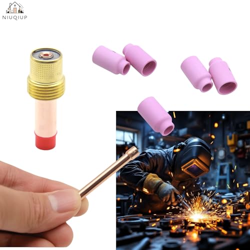 TIG Welding Consumables Kit for WP17-18-26 Series|10PCS Collet Tips 3/32", 5PCS 45V26 Gas Lens Collet Body 3/32", 10PCS 8# 1/2" Large Alumina Nozzles 54N14| 3-in-1 Torch Replacement Parts by NIUQIUP - Used condition - Image 3