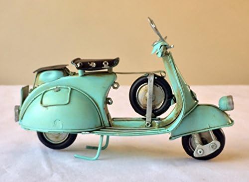 Lovely large vintage retro metal Scooter Vespa Mod Bike Model 18cm long - great gift ornament for a shelf or a desk! (Light Blue)