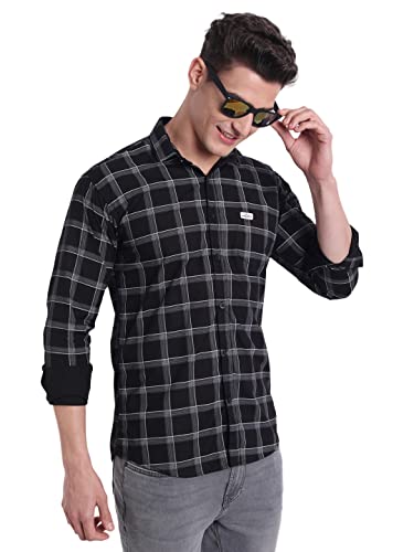 Image of Majestic Man Slim Fit Cotton Casual Check Shirt for Men