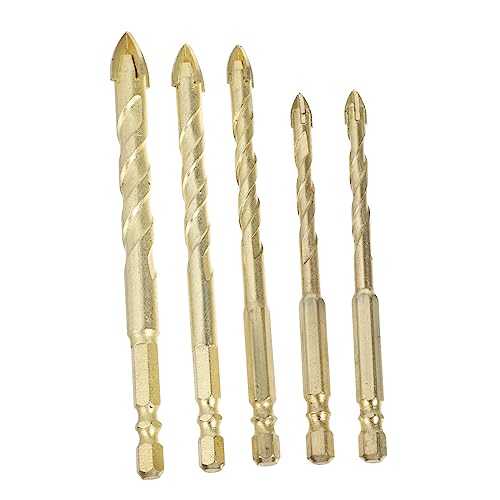 Lurrose 5-in-1 Drill Bit Set Versatile Carbide Bits for Glass Ceramic Wood Quick Efficient Drilling