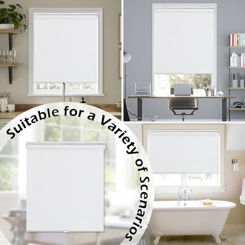 BWEROCIQ Blackout Blinds for Windows Cordless Roller Shades Pull Down Room Darkening Thermal Insulated UV Protection Window Shades for Bathroom Bedrooms 60W in x 72H in(152W cm x 183H cm, White by BWEROCIQ - Used condition - Image 6