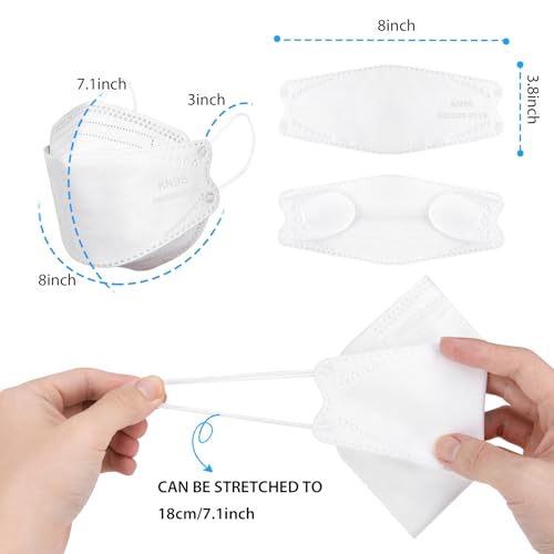 Image of Borje KN95 Face Masks for Adults 50 Pack, 5-Ply White Disposable Face Mask Against PM 2.5 Smoke & Dust, Filtration Efficiency 95%