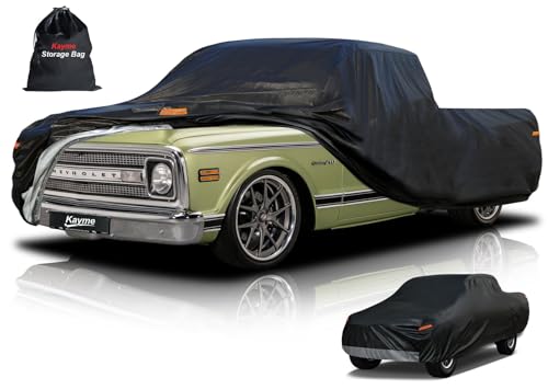 Image of Kayme Truck Cover Custom Fit Chevy C10 Regular /Extended /Crew Cab SB(1960-1995) /S10 (1994-2004). Full Exterior Heavy Duty Outdoor Pickup Truck Car Cover Waterproof All Weather