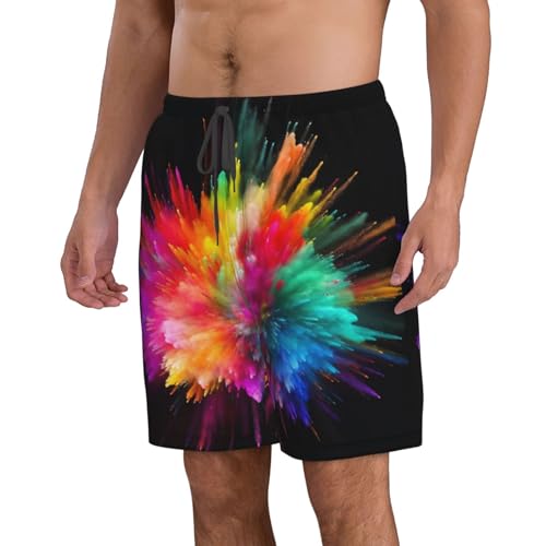 Color Explosion Men's Swim Trunks Quick Dry Board Shorts with Pockets Casual Drawstring Beach Shorts2