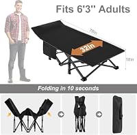 Obqer Oversized Klappbares Campingbett mit Matratze, 900LBS Belastbarkeit Klappbett Gästebett, Stahlrahmen und Oxford Tuch Feldbett Klappbar, 78 x 32 x 18 in, Geeignet für Garten Büro Camping – Ansicht 2