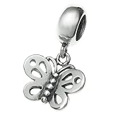 Queenberry Srebro Sterling motyl europejski styl wiszący koralik charm