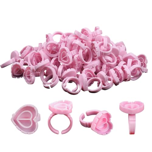 100 PCS Disposable Glue Rings for Eyelash Extensions, Lash Glue Holders, Quick Blossom Pigment Cups, Finger Beauty Tools for Lash Extensions