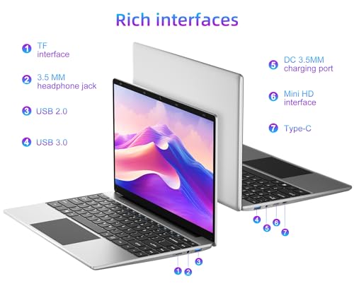 Image of jumper Laptop 14 Inch, 12GB RAM 256GB SSD, Laptop Computer with Celeron N4100 CPU, FHD 1920x1080 Display, 35.52WH Battery, 2.4G+5G WiFi, BT4.0, 2 Speakers, Portable Student Laptops.