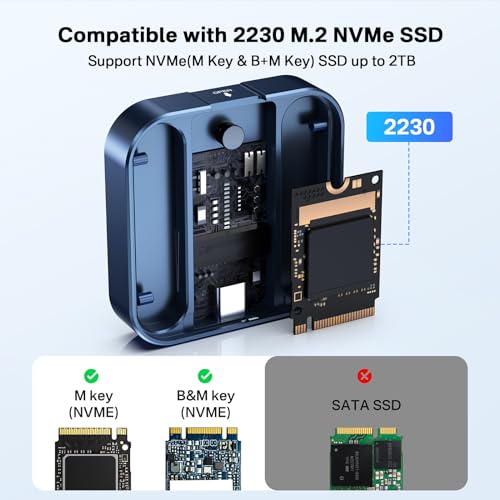 ACASIS 2230 SSD Enclosure with Magnetic Suction for iPhone 15 Pro Max ProRes, 10Gbps USB C 3.2 Gen2, Aluminum M.2 NVMe SSD Enclosure Adapter,... - Image 3