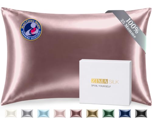 ZIMASILK 25 Momme 100% Mulberry Silk Pillow Cases, Gray Purple, Standard