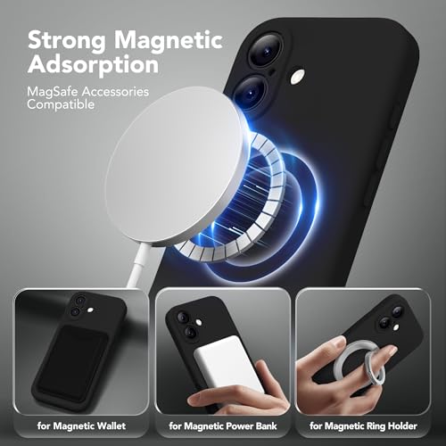 Image of Magnetic for iPhone 17 Case, Compatible with MagSafe, [Full Camera Protection][Screen Protector] Silicone Shockproof Protective Phone Case for iPhone 17 6.3 inch, Black