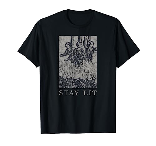 Occult Stay Lit Czarownice Gothic Witch Burn Okult Szatan Koszulka z krótkim rękawem, czarny