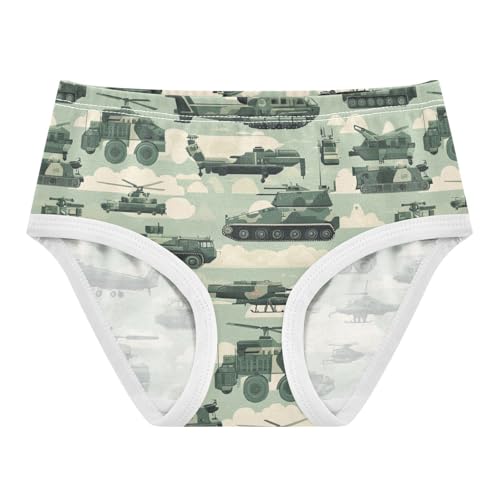 Wusikd Army Girls' Underwear Cotton Vehicles Girls Briefs Soft Toddler Underwear 2T