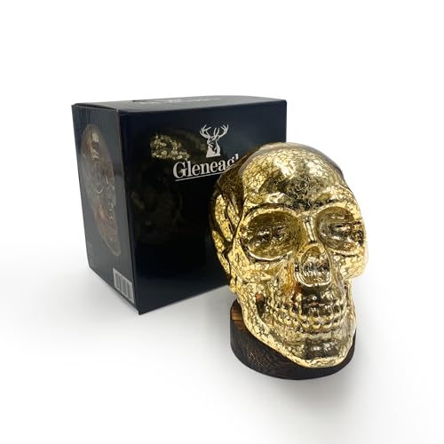 Image of Cello Flame Skull LED Night Light - Gold Skull Desk Lamp for Bedroom Decor Living Room, USB-Powered Bedside Lamp with Energy-Efficient LED Glow (Large)