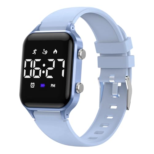 Waterproof Kids Digital Watches for Boys Girls,Sport Watch with Pedometer Stopwatch Vibration Alarm for Ages 5-13,No App Fitness Tracker Watch for Kids Teens Birthday L6615E-LightBlue