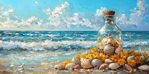 Diamond Painting 5D Coquilles de bouteilles, kit complet de broderie diamant ronde 40x80cm C321