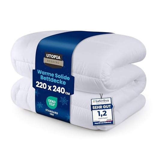 Utopia Bedding Bettdecke 220 x 240 cm - Warm Zudecke - 1950g Füllung - Gesteppte Steppdecke (Weiß, 220 x 240 cm)