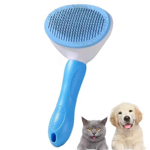 Escova Rasqueadeira Automática Premium Para Pets Cães Gatos Remove Tira Pelos Facilidade Conforto Id