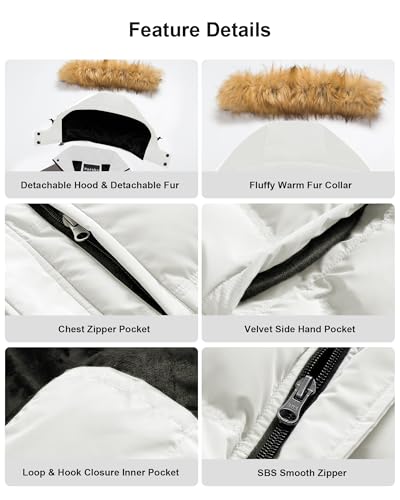 Image of Pursky Men's Puffer Jacket Waterproof Winter Bubble Coats Ski Parka Fur Hooded