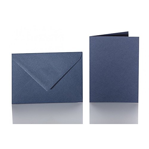 100 C5 Sobres con solapa triangular, 120 g + 100 tarjetas de doble 240 g 150 x 200 mm, color azul oscuro 19