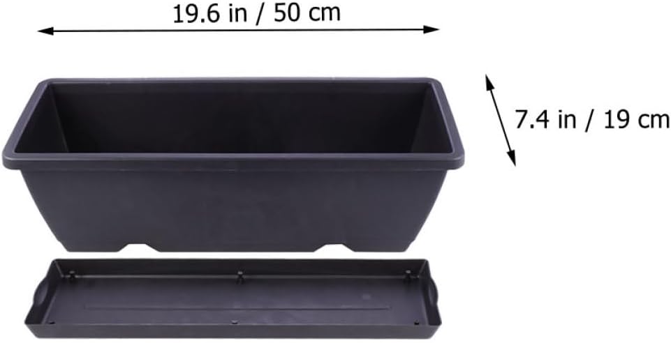 3pcs Rectangular Plastic Plant Nursery Pots Deep Gray Vegetable Planters with Drainage Tray for Indoor and Outdoor Gardening for Succulent and Flower Display