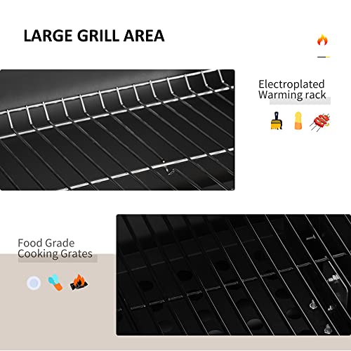 Outsunny Charcoal Bbq Grill, Outdoor Portable Cooker For Camping, Picnic Or Backyard With Side Shelf, Bottom Storage Shelf, Wheels And Handle, Grey #TOP3