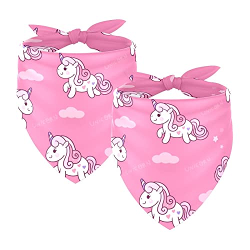 Pañuelo para Perro Unicornio Rosa 2 Uds Regalo De Cumpleaños Lavable Gato Bandana Cuadrado Estampado Babero Cover