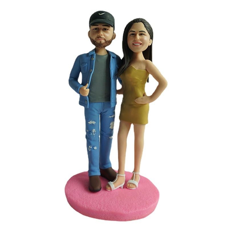 hadefa Figura de arcilla personalizada para parejas, adornos de arcilla suave para regalos de boda, regalos de cumpleaños, regalos personalizados del día de San Valentín con fotos para novio y marido