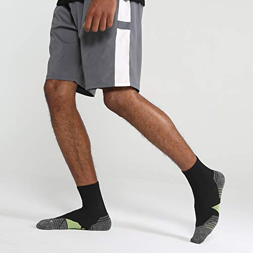 Wander Men's Athletic Ankle Socks 6 Pairs Running Socks For Sport Low Cut Cycling Socks 6-9/10-12/12-14 (Black Green, Shoe Size: 10-12) #TOP5