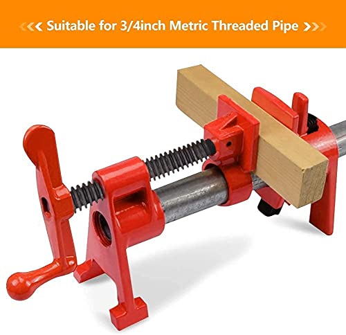 Wood Gluing Clamp, 4 Set 3/4’’ Wood Gluing Pipe Clamp Set Heavy Duty Cast Iron Quick Release Pipe Clamps Set With Wide Base For Woodworking #TOP1