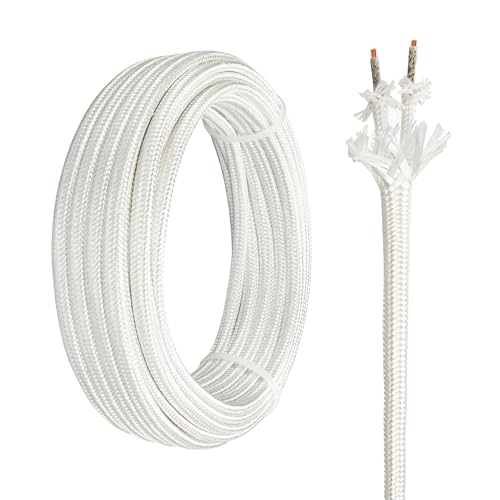 URCIANOW 0.75mm 2 core Mica Cable 10M High Temp Wire Insulated 500 Degrees Celsius High Temperature Braided Wire Cable White