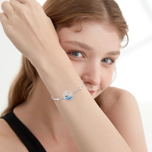 Image of AOBOCO Mustard Seed Bracelet 925 Sterling Silver Cross Bracelets Christian Faith Jewelry Gift for Women