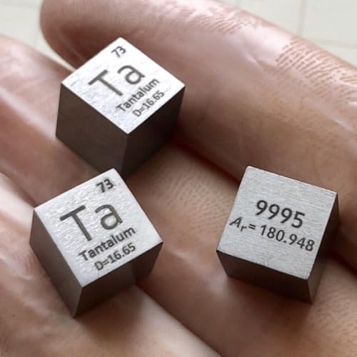 1 Piece 10mm Pure Tantalum Metal Density Cube, 99.95% High Purity Carved Ta, for Periodic Table Element Specimens Collection Hobbies, Classroom Demo, Science Fair and Lab Experiments Project