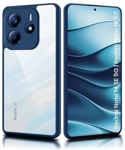 Image of WOW IMAGINE Shockproof Hybrid Back Cover for Redmi Note 14 SE 5G | Redmi Note 14 5G | Hard Slim fit Back Case | PC & TPU | Clear Transparent Case - Blue