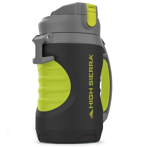 HIGH SIERRA, [BPA FREE] 64 OZ Insulated Water Jug [Silicone Spout – NO MORE TEETH BUMPS] Built-in Fence Anchor, Keeps Iced Water Cold for Hours, EXTRA LARGE Sports Bottle