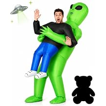 Inflatable Alien Abduction Costume for Adults, Blow Up Halloween Costume with Fan for Costume Parties, Cosplay & Events with K-TECH Plushie