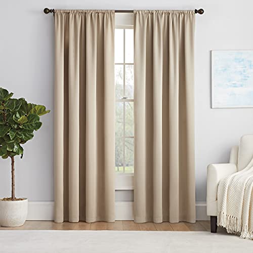 Eclipse Solid Thermapanel Modern Room Darkening Rod Pocket Window Curtain For Bedroom (1 Panel), 54 In X 84 In, Taupe #TOP1