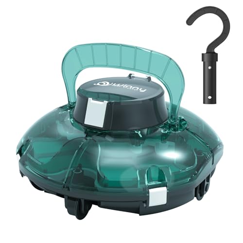 WINNY POOL CLEANER Cordless Robotic Pool Cleaner, Automatic Pool Vacuum for Above Ground with 80 Mins, Portable, Double Filters, Self-Parking, Ideal for Pools up to 650 sq.ft (Emerald Green White)