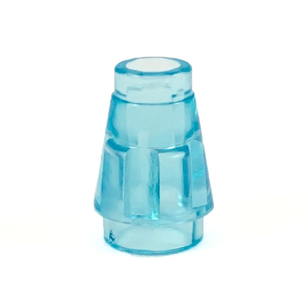LEGO Cone Building Block, 1 x 1 with Top Groove, Part 4589b (Trans-Light Blue, 10, Bricks) โ image 1