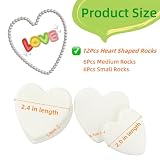 Lifetop 12PCS White Heart Shaped Rocks for Painting, Medium & Small Heart Rocks to Paint, 2.0/2.4in Flat Painting Stones,Smooth Kindness Rocks for Crafts, DIY,Garden Decoration,Holidays