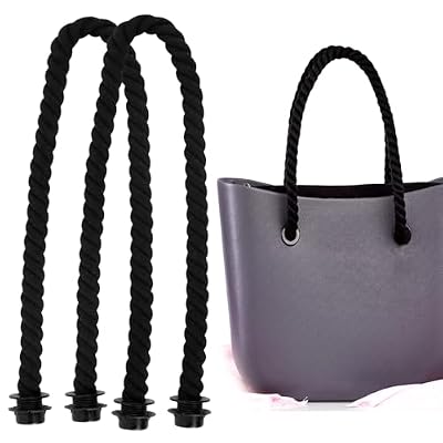 Manici O Bag, 2 Pezzi Sostituzione Manici per Borsa da Spiaggia, Classic O Bag Manici Lunghi Ricambio Maniglia Corda, Manici Borsa O Bag Accessori per Fai da Te Donna, 70 cm, Nero