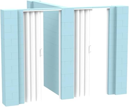 EverBlock 10 x 8 x 7 T-Shaped Wall Kit with 2 Accordion Doors | 3 x 7 Doorways | Modular Building Blocks | Room Divider & Partition | Easy to Connect & Reuse | Indoor & Outdoor Use | Light Blue