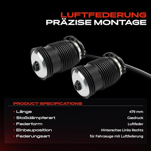 Frankberg 2x Luftfederung Luftfeder Luftfederbälge Hinterachse Links Rechts Kompatibel mit 7er F01 F02 F03 F04 730 740 750 ActiveHybrid 7 3.0L 4.4L 2008-2015 Replace# 37126794139