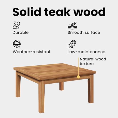 Table de jardin en teck massif rectangulaire vidaXL pour repas extérieurs durables - 5