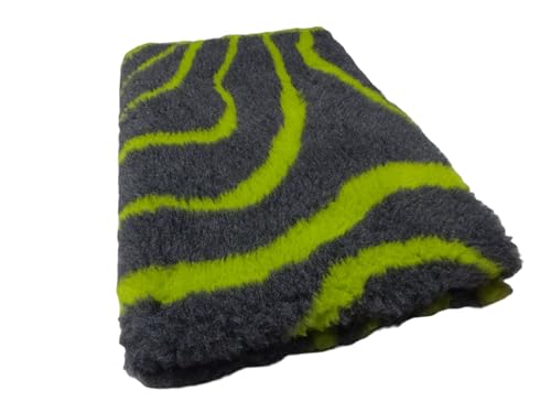 Krambambulishop.de Vet-Bed Softbed Dry-Bed Hundebett Hundedecke Vetbed Trockenbett rutschfest 22mm Florhöhe Dunkelgrau + Grüne Welle, 1m x 1,60m, 1m x 0,80m (100cm x 80cm)